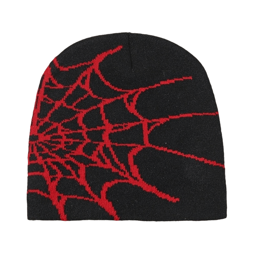 Beanie Cuffed Knit - Y2K Soft Spider Web Pattern Beanie