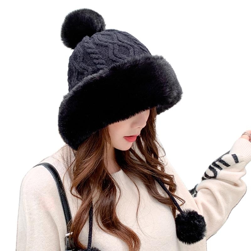 Trapper Hat Ear Flap - Women Winter Warm Thicken Plush Cable