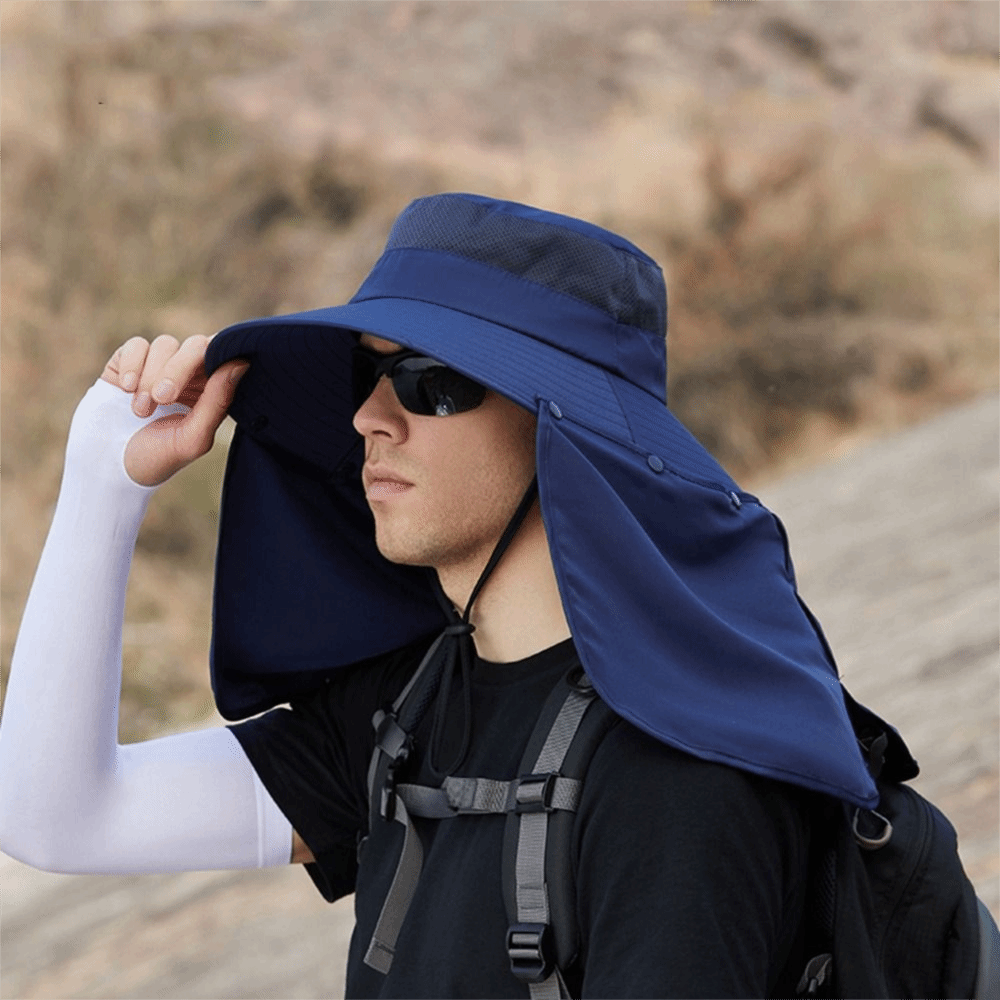 Simple Cloth Men Sun Hat Neck  - Bucket Hat Cotton ulasan dan harga