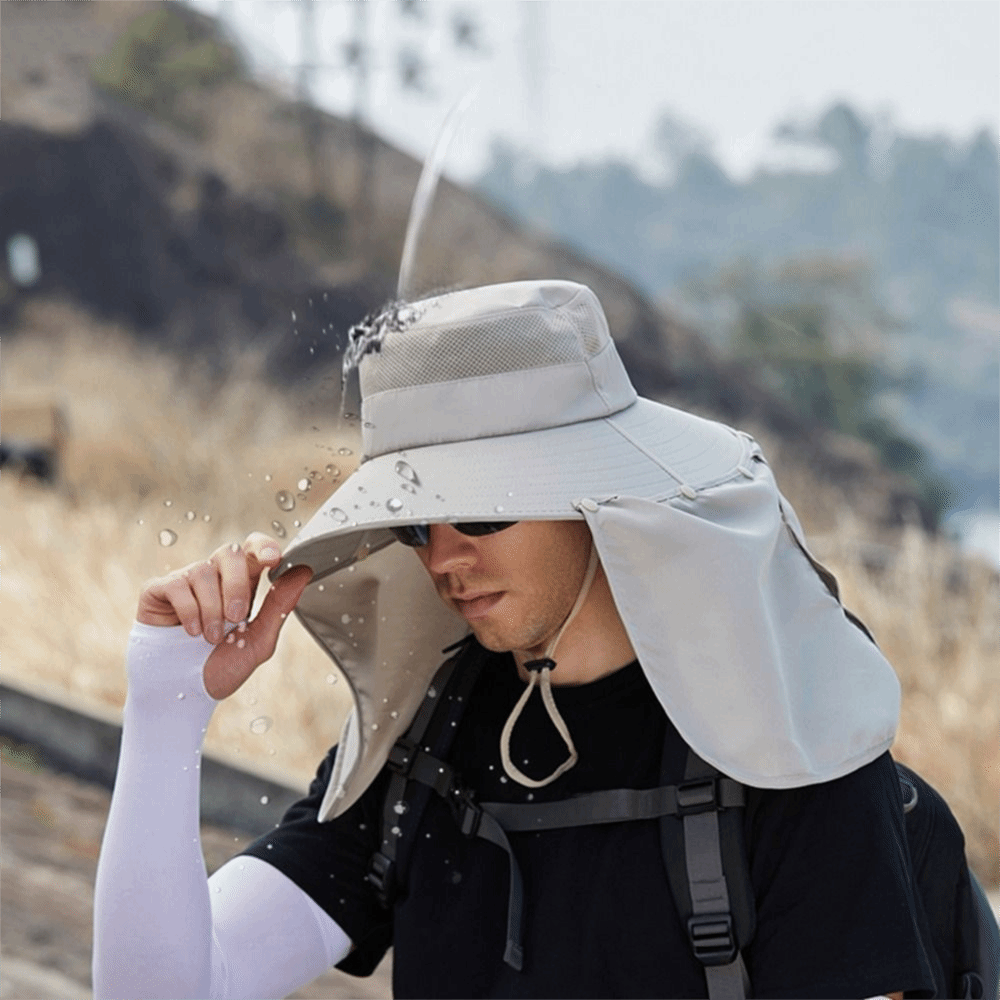 Simple Cloth Men Sun Hat Neck  - Bucket Hat Cotton ulasan dan harga