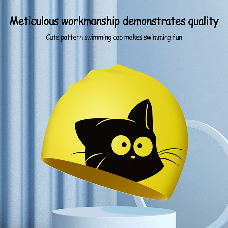 Cute Cat Swimming Cap For Long - Swim Hat Silicone ulasan dan harga