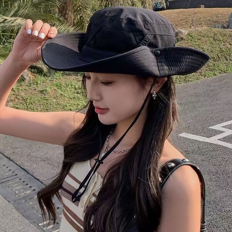 1pcs Summer Men Bucket Hat Out - Sun Hat Wide Brim ulasan dan harga