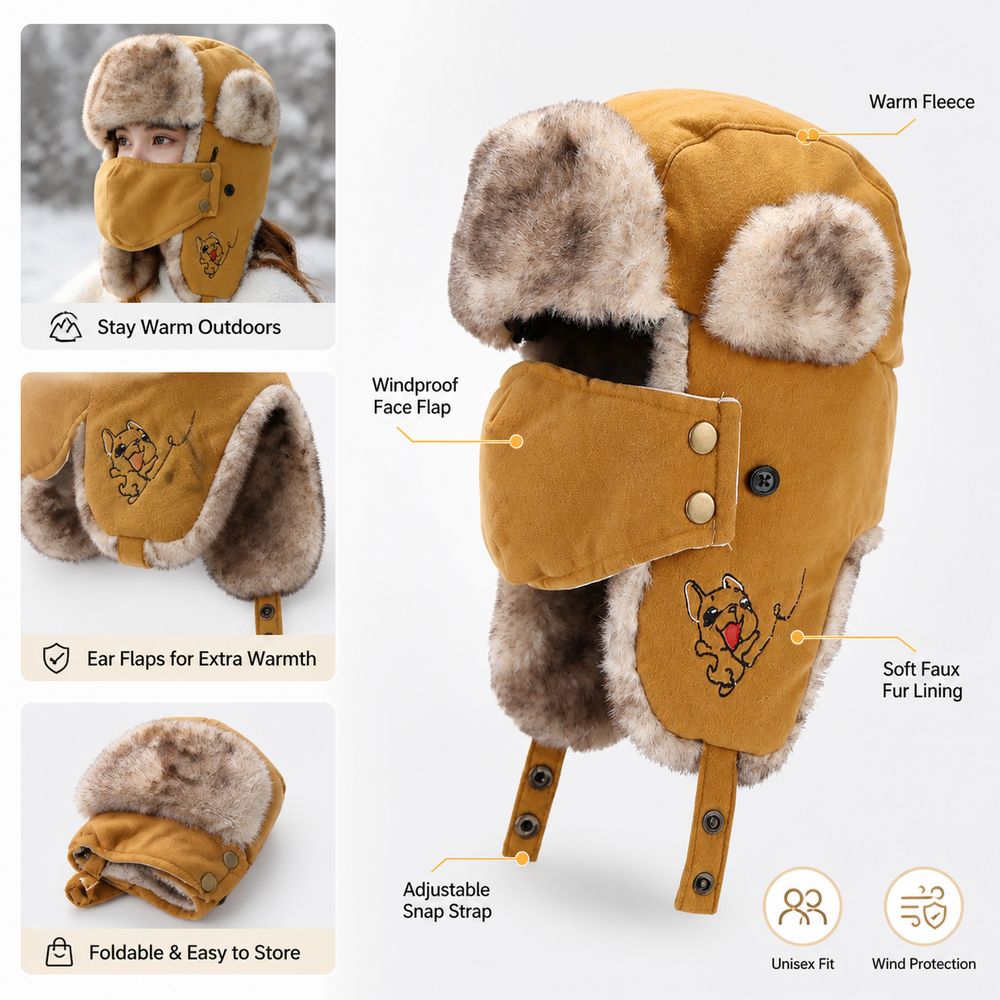 New Faux Fur Lining Trapper Ha - Trapper Hat Ear Flap ulasan dan harga