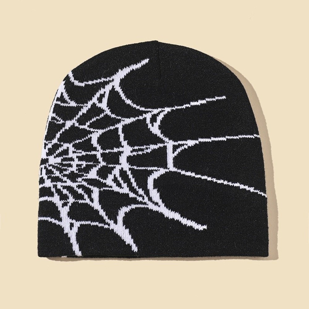 Hip-hop Soft Spider Web Patter - Beanie Cuffed Knit ulasan dan harga