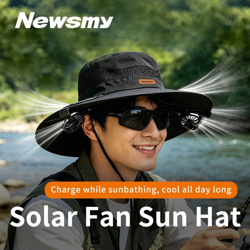 NEWSMY Solar Powered Fan Sun H - Sun Hat Wide Brim ulasan dan harga